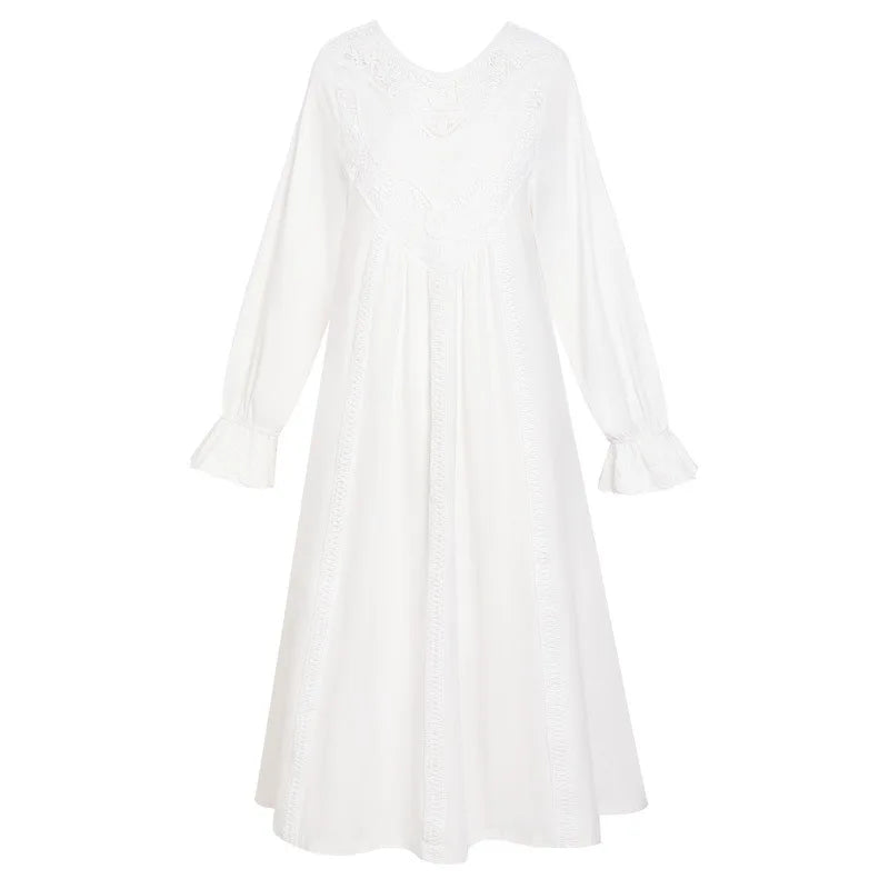 Women’s Autumn Cotton Romantic Lace Nightgown