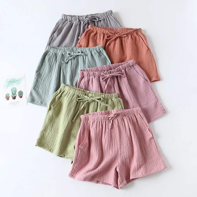 Women Cotton Gauze Loose Summer Pajama Sleep Shorts
