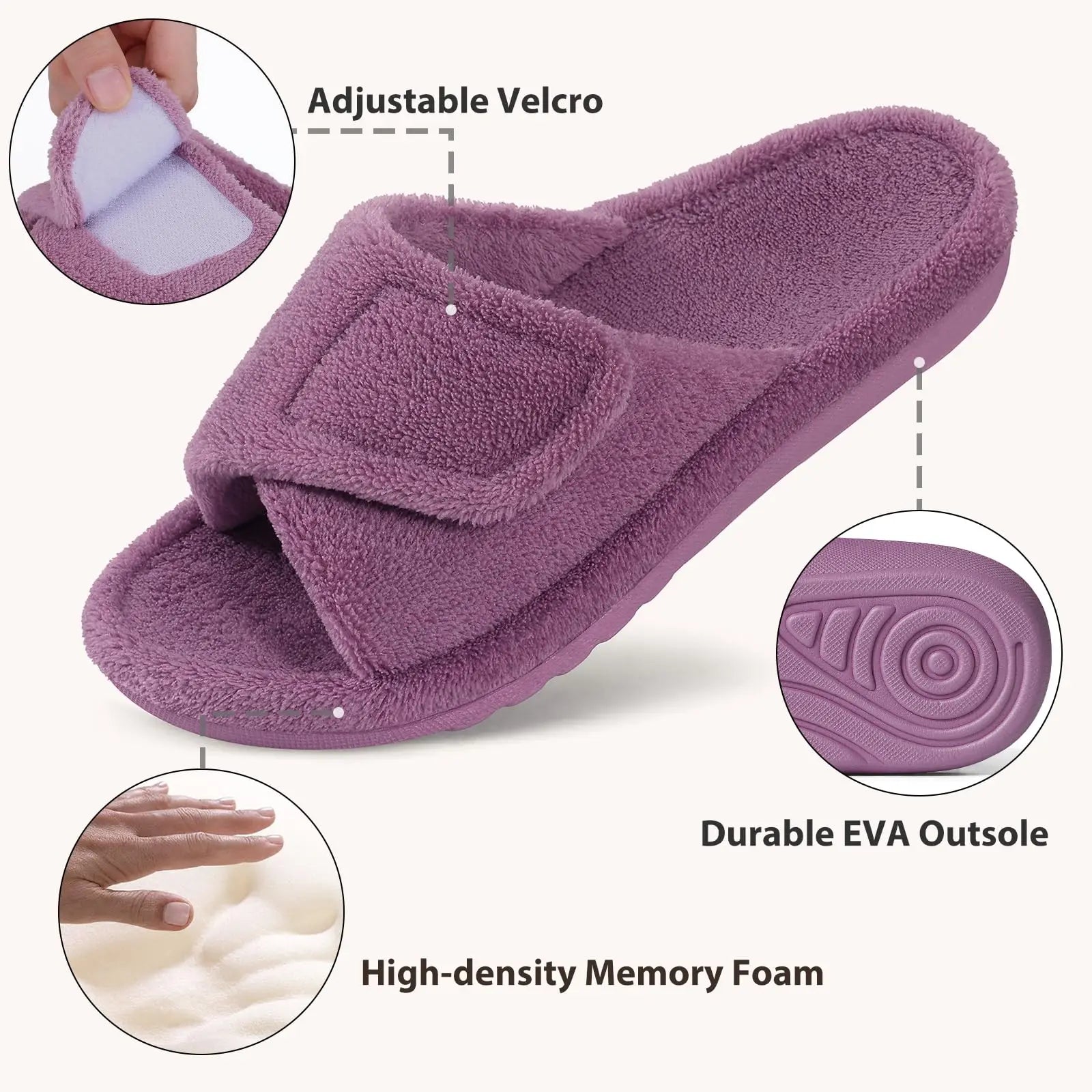 Women’s Orthopedic Open Toe Fuzzy Slippers