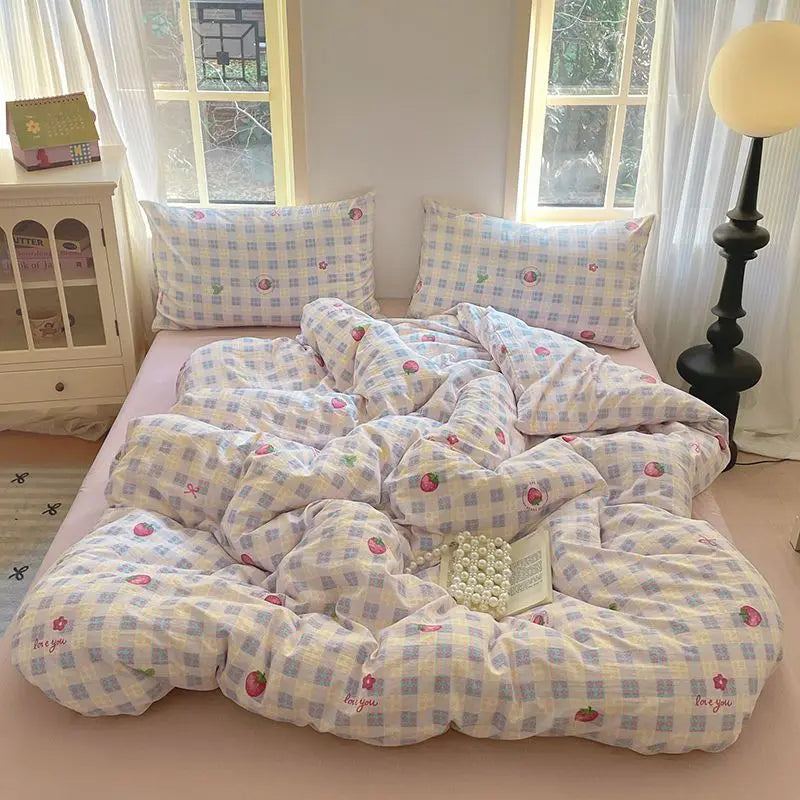 Pink Strawberry Duvet Cover Bedding Set