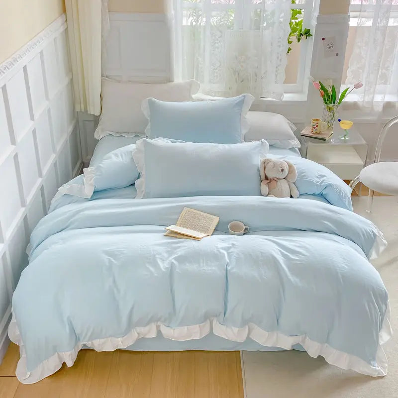 Ruffled Princess Duvet Cover Set in Soft Washed Cotton