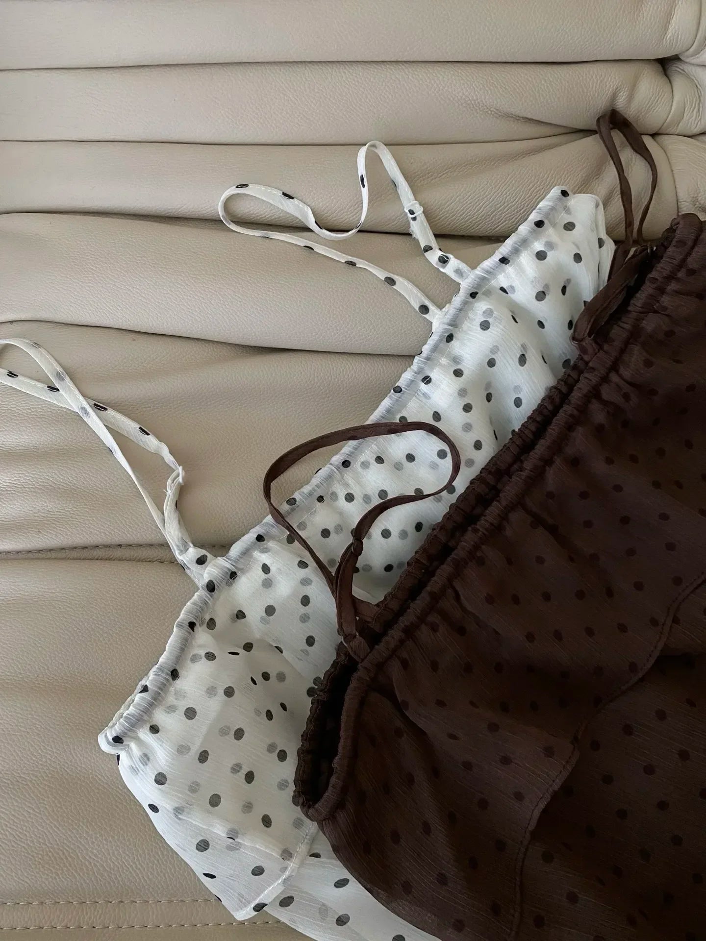 Women’s Silk Blend Camisole Tank Top – Polka Dot Sleep Top