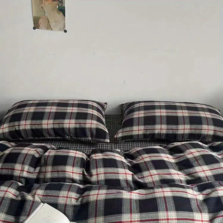 Classic Plaid Duvet Cover Bedding Set