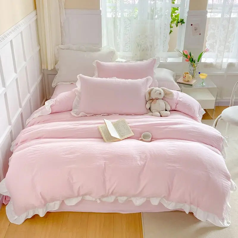Ruffled Princess Duvet Cover Set in Soft Washed Cotton