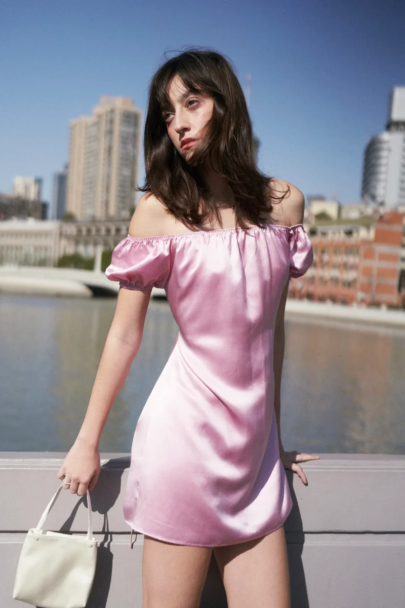 Aurora One-Shoulder Silk Dress – Pink Edition
