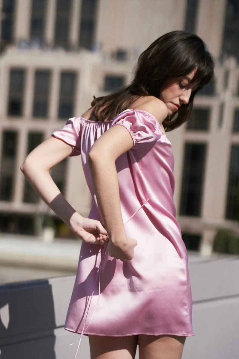 Aurora One-Shoulder Silk Dress – Pink Edition - Image 7