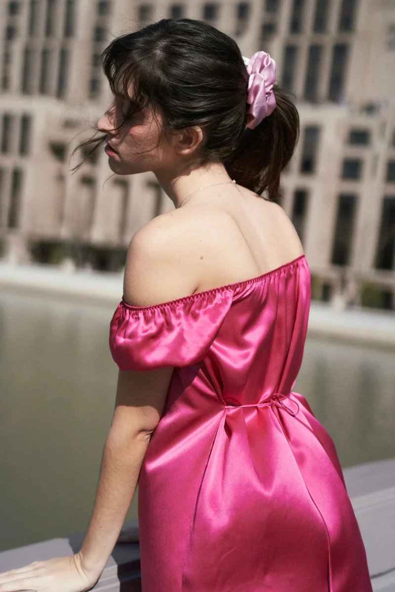 Serene Bloom One-Shoulder Silk Dress