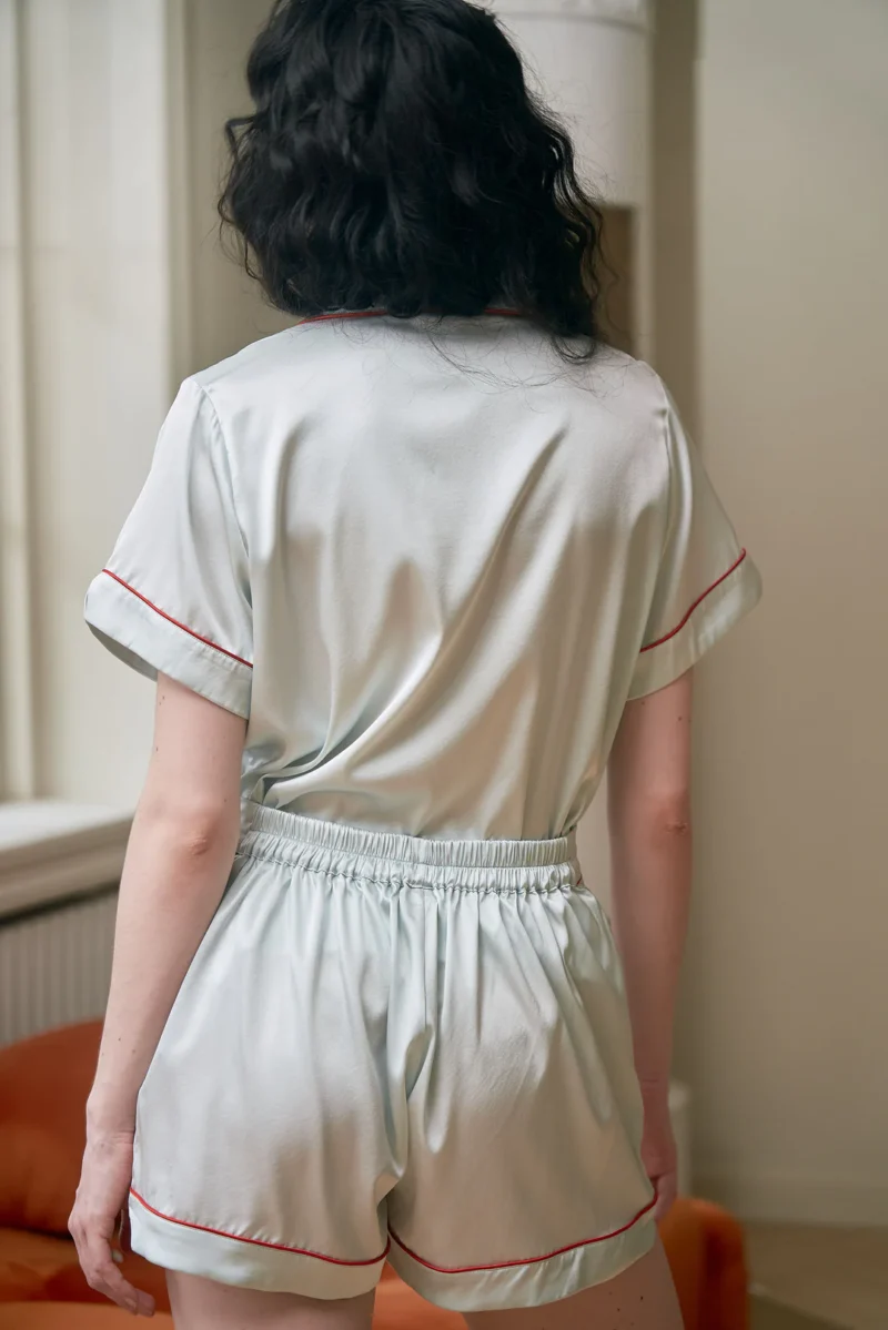 Blossom Embrace Silk Pajama Short Set - Image 4