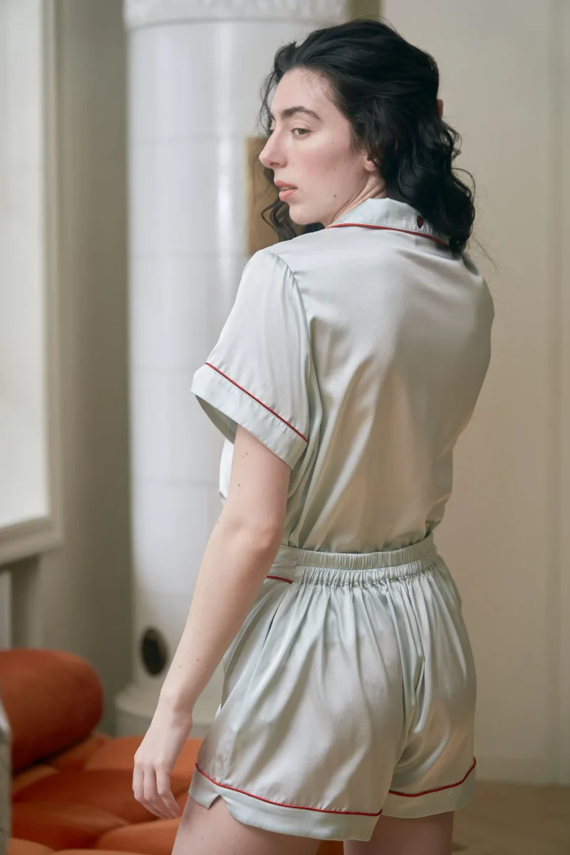 Blossom Embrace Silk Pajama Short Set - Image 7
