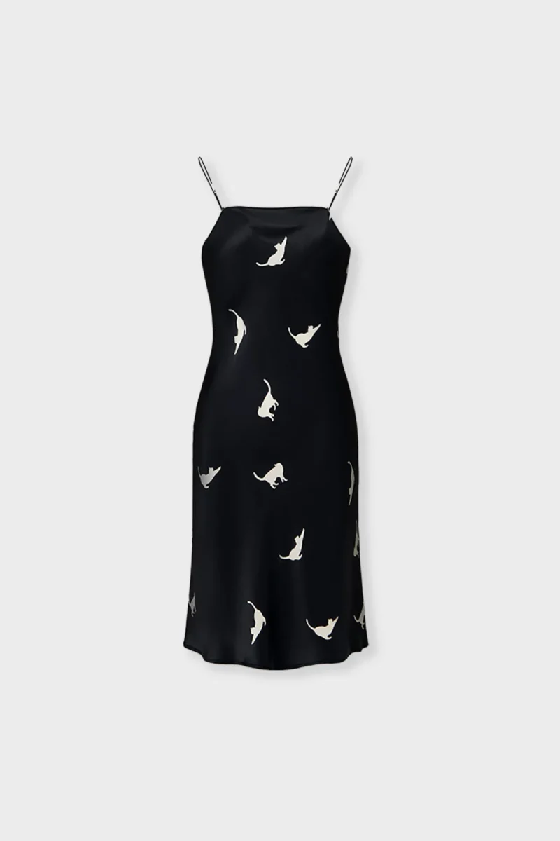 Midnight Whiskers Silk Slip Dress - Image 8